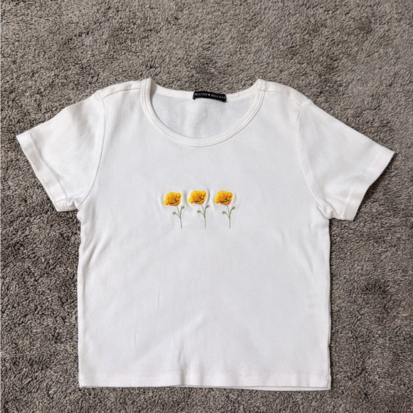 Brandy Melville Tops - Brandy Melville White Cropped Shirt